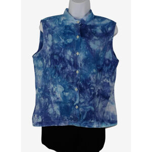 LARGE Tie Dye Upcycled Eddie Bauer Linen Blouse